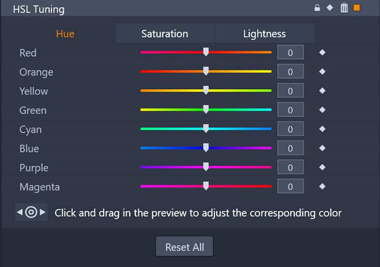 Adjust Video Hue, Saturation and Lightness with HSL Tuning Color Grading in  Pinnacle Studio