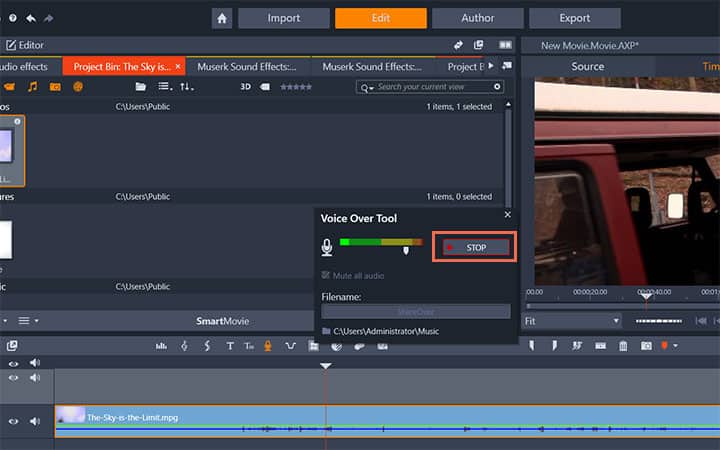 remove audio from a video clip pinnacle studio 20