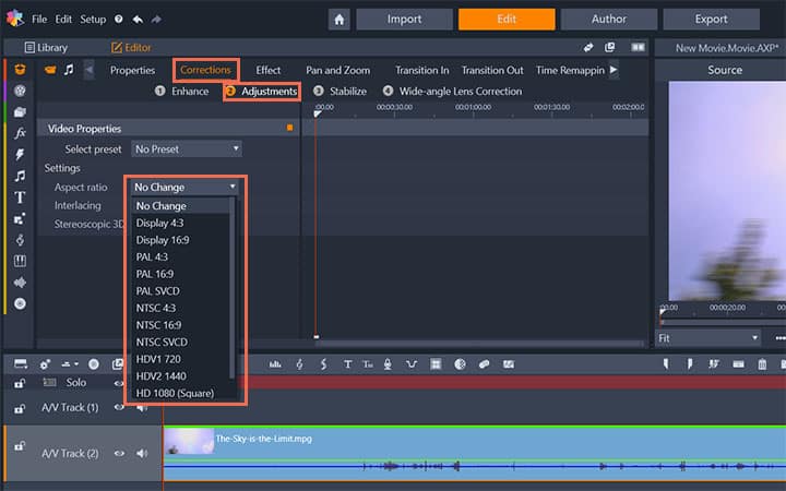 How To Change The Aspect Ratio Of A Video in Pinnacle Studio